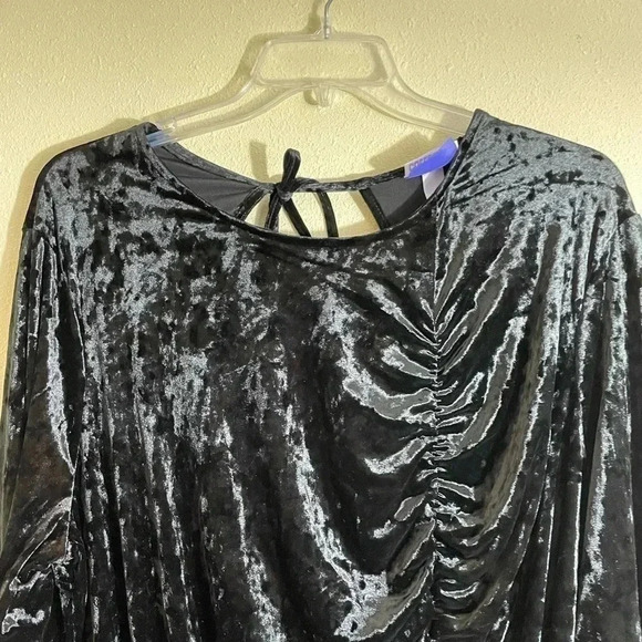 Future Collective Women Plus 3X Black Velour Party Dress Ruched Open Back NEW - Picture 5 of 9